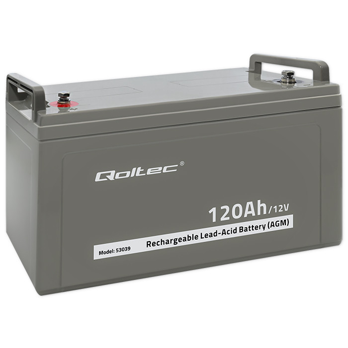 Qoltec AGM battery | 12V | 120Ah | 35.2kg | Maintenance-free | Strong | LongLife | for UPS, RV, boat, heater