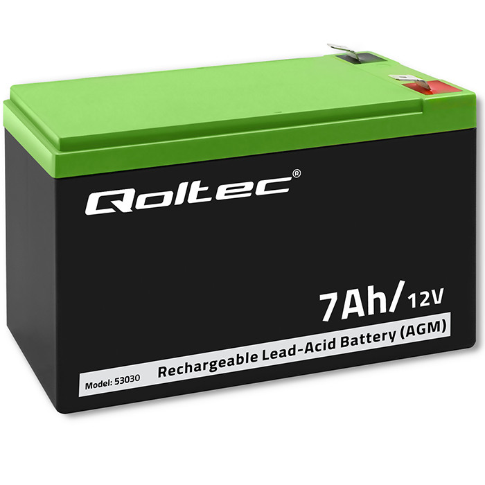 Qoltec AGM battery | 12V | 7Ah | Maintenance-free | Efficient| LongLife | for UPS, security
