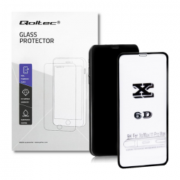 Qoltec Premium tempered glass screen protector for Apple iPhone Xs Max | BLACK | 6D