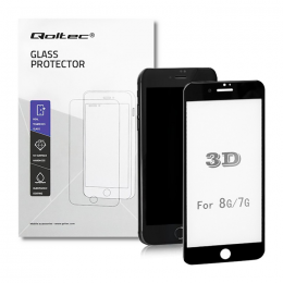 Qoltec Premium tempered glass screen protector for Apple iPhone 7 | BLACK | 3D