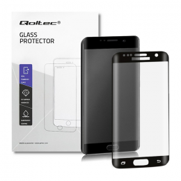 Qoltec Premium tempered glass screen protector for Samsung Galaxy S7 edge | FULL COVERED | BLACK