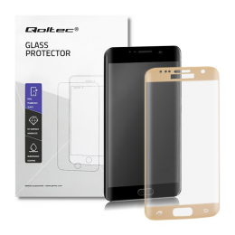 Qoltec Premium tempered glass screen protector for Samsung Galaxy S7 edge | FULL COVERED | GOLD
