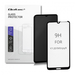 Qoltec Premium tempered glass screen protector for Huawei Y7/Y7 Pro | FULL COVERED | BLACK | 6D