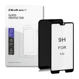 Qoltec Premium tempered glass screen protectors for Huawei P20 | FULL COVERED | BLACK | 5D