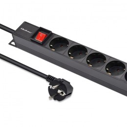 Qoltec Aluminium Power strip for RACK | 1U | 16A | PDU | 16xSCHUKO | Vertical | 1.8m