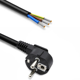 Qoltec Power cable | SCHUKO CEE 7/7 (E/F) angled plug | Cu copper | stripped and soldered | 3x1.50 mm&sup2; | 3 m