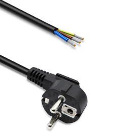 Qoltec  Power cable | SCHUKO CEE 7/7 (E/F) angled plug | Cu copper | stripped and soldered | 3x0.75 mm&sup2; | 1.5m