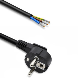 Qoltec Power cable | SCHUKO CEE 7/7 (E/F) angled plug | Cu copper | stripped and soldered | 3x1.00 mm&sup2; | 1.8m