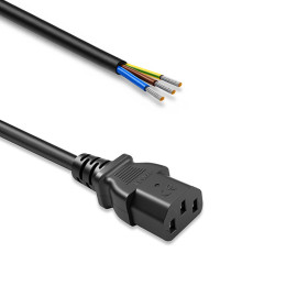 Qoltec IEC C13 Power cable | stripped and soldered | Pure copper Cu | 3x0.75mm&sup2; | 0.5m