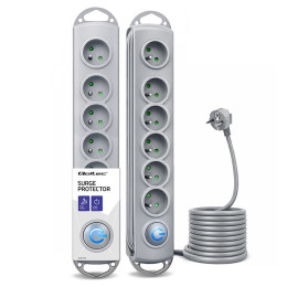 Qoltec Surge protector | 6 sockets | 3m | Grey