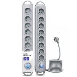 Qoltec Surge protector | 8 sockets | 1.8m | Grey