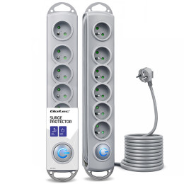Qoltec Surge protector | 6 sockets | 5m | Grey
