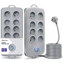 Qoltec Surge protector | 8 sockets | 2.5m | Grey