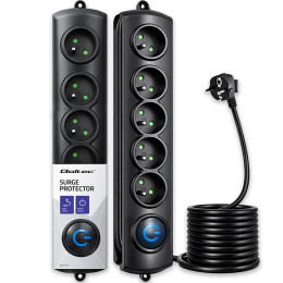 Qoltec Surge protector | 5 sockets | 3m | Black