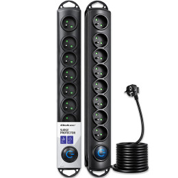 Qoltec Surge protector | 8 sockets | 1.8m | Black