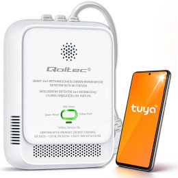Qoltec Certified 2in1 natural gas and carbon monoxide (CO) leak detector | CH4 | CO | NG | Tuya | Wi-Fi | 85dB alarm | LED