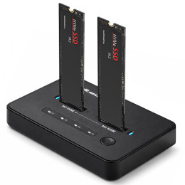 Qoltec M.2 NVMe SSD Docking Station | PCIe | USB-C | 20 Gb/s | DUAL 2 x 8TB | Offline cloning