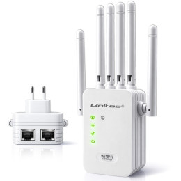 Qoltec WiFi 5 Signal Booster | Repeater | Access Point | AC1200 | 6 antennas | 2x RJ45 | 128MB
