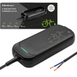 Qoltec Fast Charger for e-bike 36V | 42V | 2A | open cable without plug | waterproof + power cable