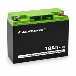 Qoltec AGM battery | 12V | 18Ah | Maintenance-free | Efficient| LongLife | for UPS, scooter