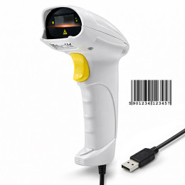 Qoltec barcode reader scanner | 1D | EAN | USB | White