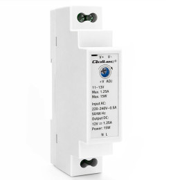 Qoltec DIN rail power supply | 15W | 12V | 1.25A | Gray