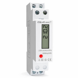 Qoltec Single-phase electronic meter | DIN rail energy consumption meter | 230V | 30A | LCD | 1P