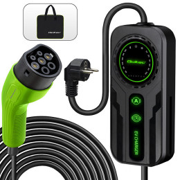 Qoltec Mobile charger for EV 2in1 Type2 with regulation |  3.5kW | 230V | SCHUKO 16A | LCD | Portable | Wallbox | 5m