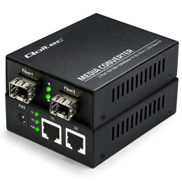 Qoltec Bidirectional Ethernet SWITCH Media Converter 2x RJ45 2x SFP| 1000Mb/s | 5V