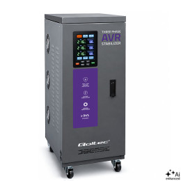 Qoltec Three-phase AVR MULTIPROTECTION voltage stabiliser | 15kVA | Accuracy &plusmn; 3% | 3-phase servo motor | LCD | Expert Line