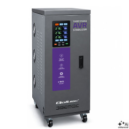 Qoltec Three-phase AVR MULTIPROTECTION voltage stabiliser | 20kVA | Accuracy &plusmn; 3% | 3-phase servo motor | LCD | Expert Line