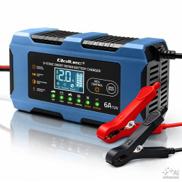 Qoltec Smart Battery Charger 12V 6A | Rectifier with repair function | MCU | Auto OFF | 9-stage charging | AGM, GEL, LiFePO4