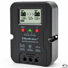 Qoltec Voltage balancer for 24V batteries 2 x 12V | 5A | AGM GEL LiFePO4 | LCD