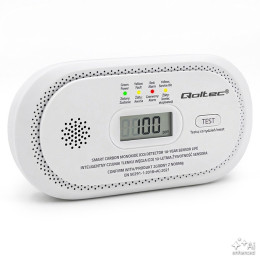 Qoltec Certified Wireless Carbon Monoxide (CO) Detector | CO detector | 10-year sensor life | 85dB alarm | LCD | LEDs