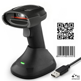 Qoltec Precise Wireless Barcode Scanner 1D 2D + Scanner Stand  | QR | EAN | USB 