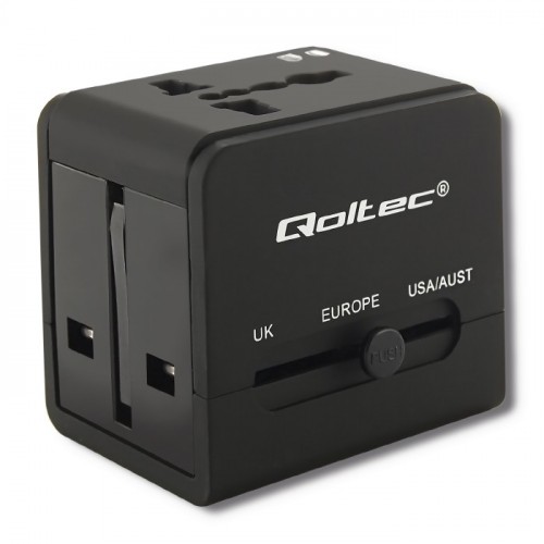 Qoltec Universal travel adapter 10.5W | 5V | 2.1A | 2xUSB