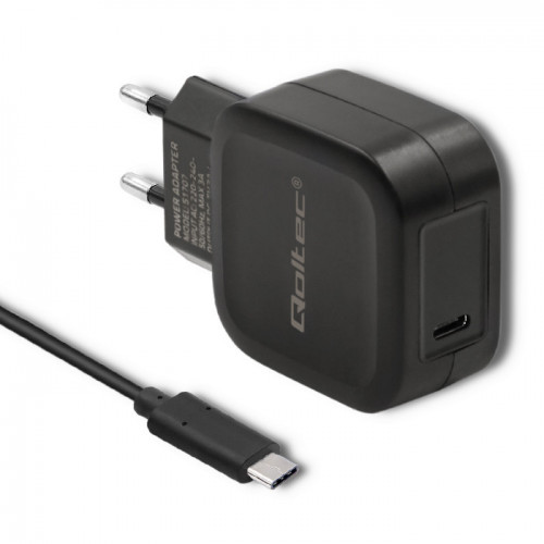 Qoltec Power Charger 20W| PD + USB 3.1 Type C Male | USB 3.1 Type C Male Cable | 1m