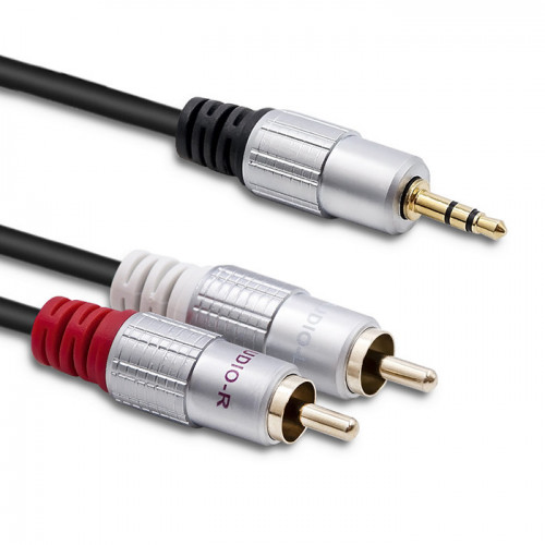 Qoltec Cable 2xRCA / Mini Jack 3.5mm male | 2m | Black