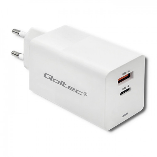 Qoltec GaN FAST 65W charger | 5-20V | 2.25-3.25A | USB | USB type C PD