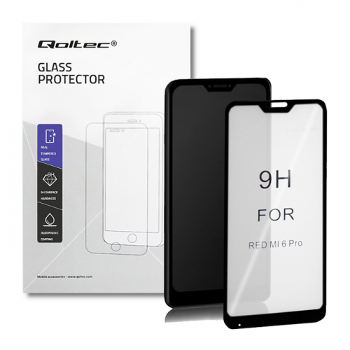 Qoltec Premium tempered glass screen protectors for Xiaomi A2 Lite | 6D | Black