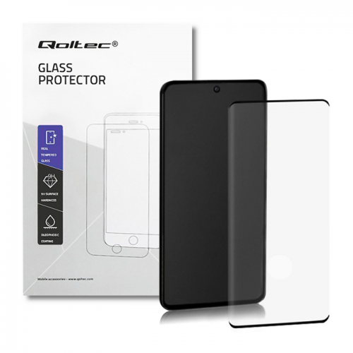 Qoltec Premium tempered glass screen protector for Samsung Galaxy S20+ | FULL COVERED | BLACK | 3D