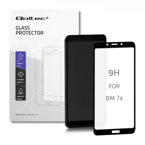 Qoltec Premium tempered glass screen protector for Xiaomi Redmi 7A | FULL COVERED | BLACK | 9D