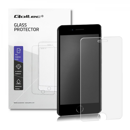 Qoltec Premium tempered glass screen protector for Apple iPhone SE (2020) | FULL COVERED
