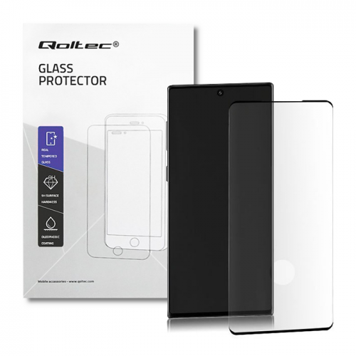 Qoltec Premium tempered glass screen protector for Samsung Galaxy Note10 | FULL COVERED | BLACK | 3D