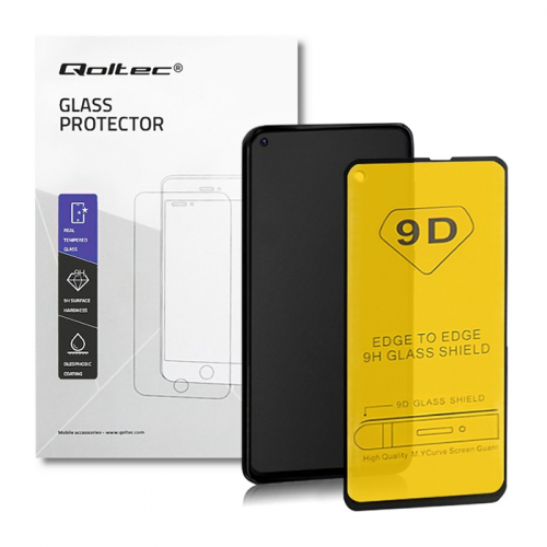 Qoltec Premium tempered glass screen protector for Samsung Galaxy M40 | FULL COVERED | BLACK | 9D