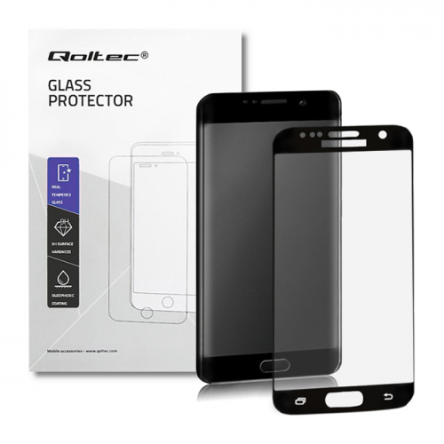 Qoltec Premium tempered glass screen protector for Samsung Galaxy S7 | FULL COVERED | BLACK