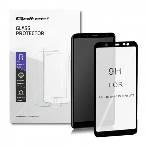 Qoltec Premium tempered glass screen protector for Samsung Galaxy A6+ | BLACK