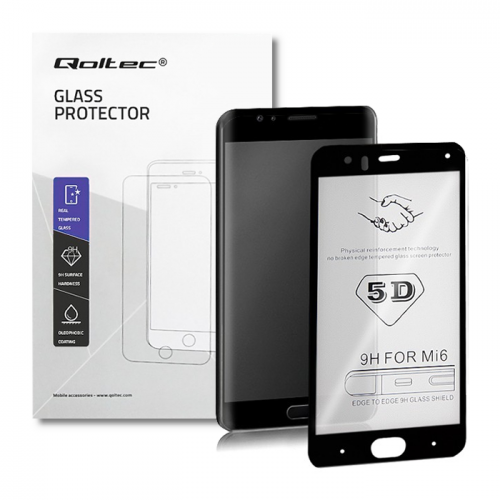 Qoltec Premium tempered glass screen protectors for Xiaomi Mi6 | BLACK