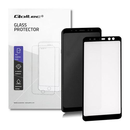 Qoltec Premium tempered glass screen protectors for Samsung Galaxy A8 2018  | BLACK | 5D