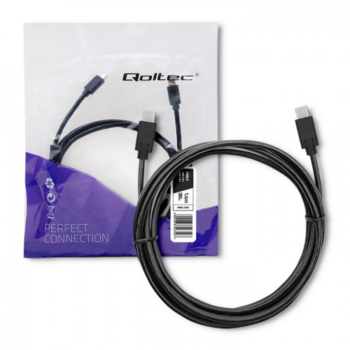 Qoltec USB 3.1 type C male cable | USB 3.1 type C male | 1.4m | Black